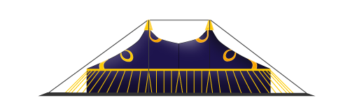 chapiteau de cirque 20M en 4 mâts version fermé